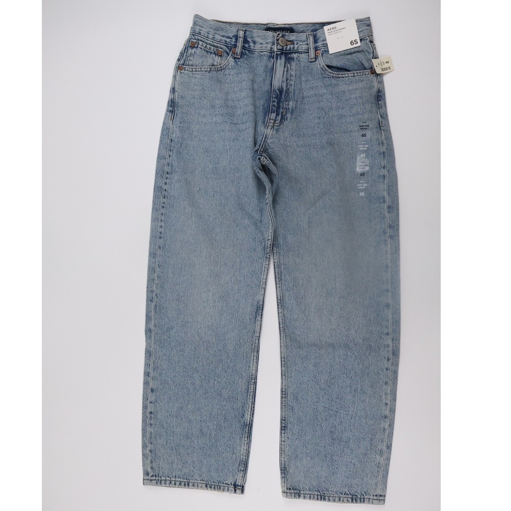 Aeropostale Womens Jeans High Rise Baggy Light Wash 6S Denim NWT